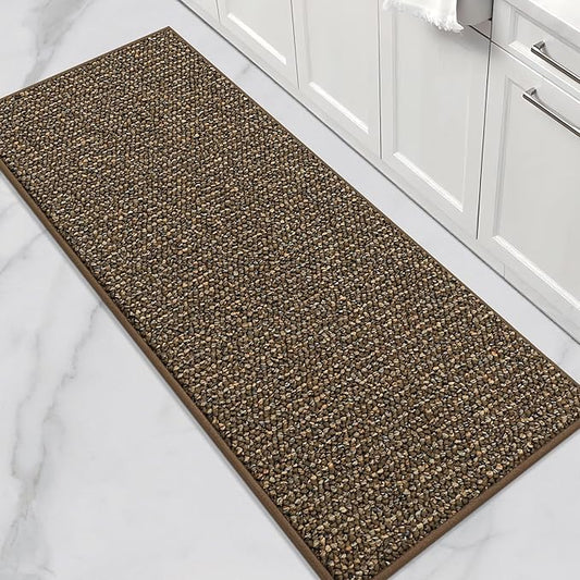 BEQHAUSE Kitchen Runner Rugs 24"x60", Non-Slip Kitchen Mats for Floor, Super Absorbent and Stain Resistant Kitchen Rug, Machine Washable Rugs for Kitchen, Hallway, Laundry & Sink, Brown