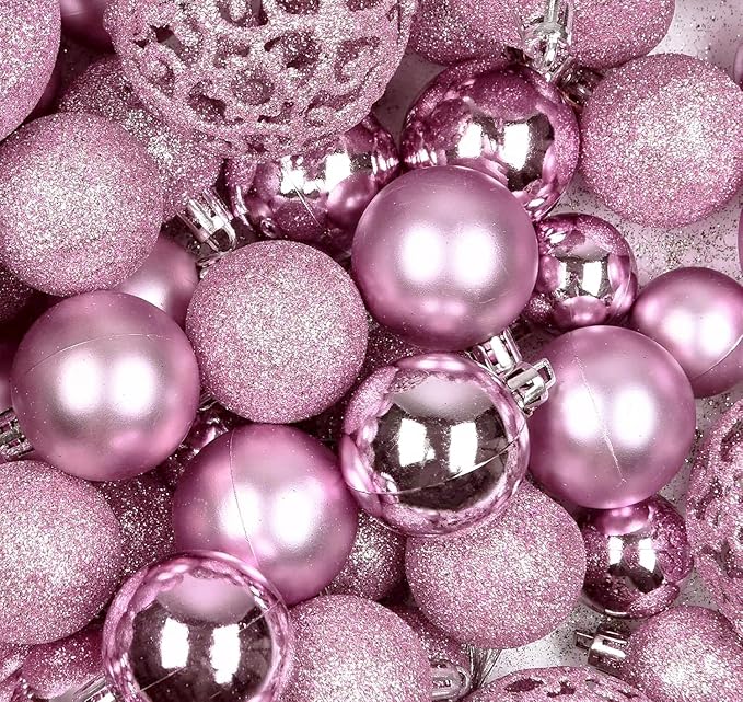 Valentine's Day Balls Christmas Tree Ornaments, Shatterproof Christmas Decorations Set with Reusable Hand-held Gift Package for Holiday Xmas Tree Valentine's Day Decor (100, Rose)