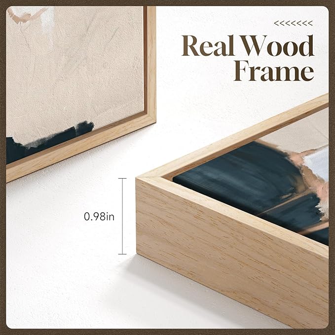 Large Framed Neutral Abstract Wall Art for Living Room, Set of 2 Bright Modern Canvas Prints Paintings Artwork for Walls, Colorful Abstract Pictures for Hallway Stair Bedroom Office Wall Decor 24x36 In