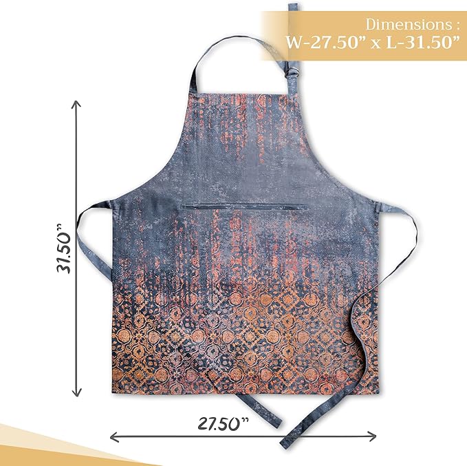 Maison d' Hermine 100% Cotton Apron for women with Pocket Kitchen Chef Apron for Men Cooking Gardening Server Waitress