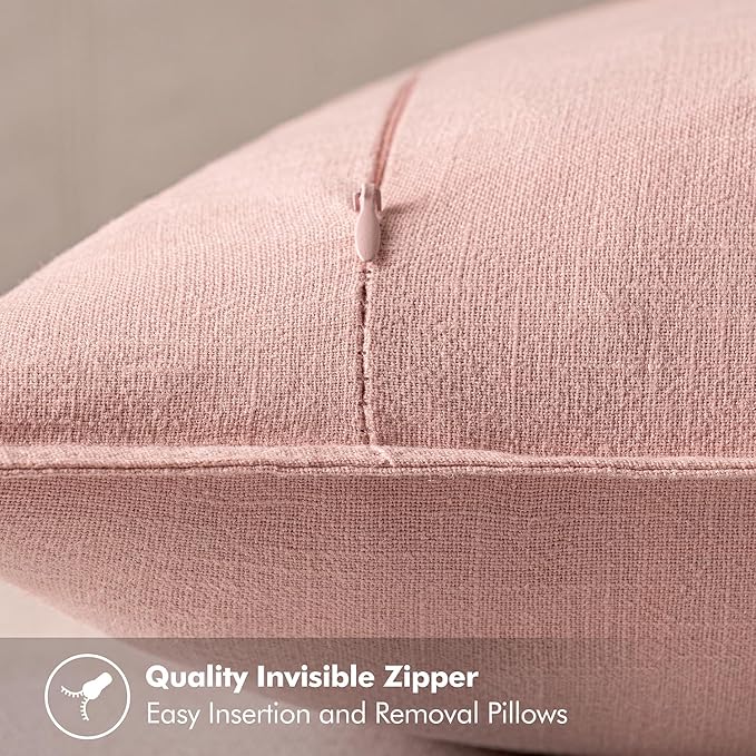 MIULEE Decorative Linen Pillow Covers 20x20 Inch Pink Boho Farmhouse Neutral Couch Throw Pillows for Bed Pack of 2 Accent Modern Pillowcase Sofa Livingroom Home Decor