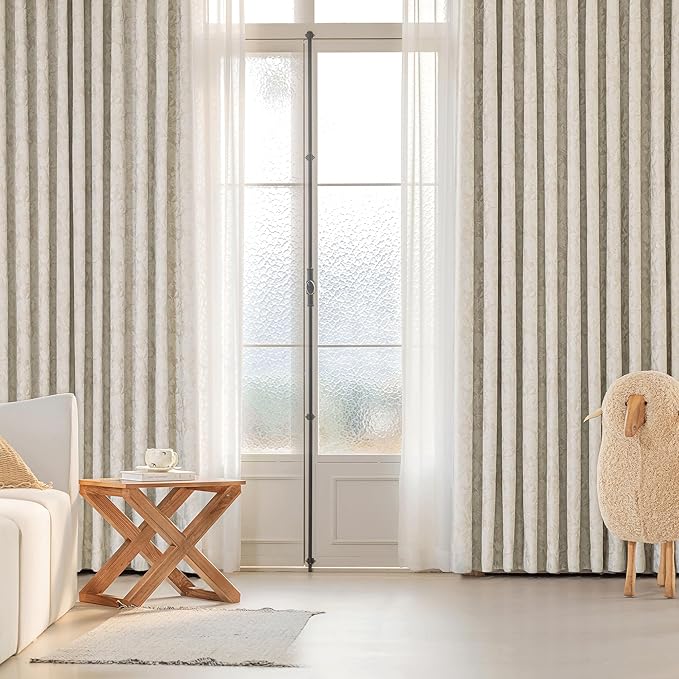 Beauoop Beige Floral Jacquard Blackout Curtains 63 Inches Long 2 Panels for Bedroom Living Room Taupe Flower Chenille Room Darkening Thermal Insulated Soundproof Grommet Window Treatments Drapes 52x63