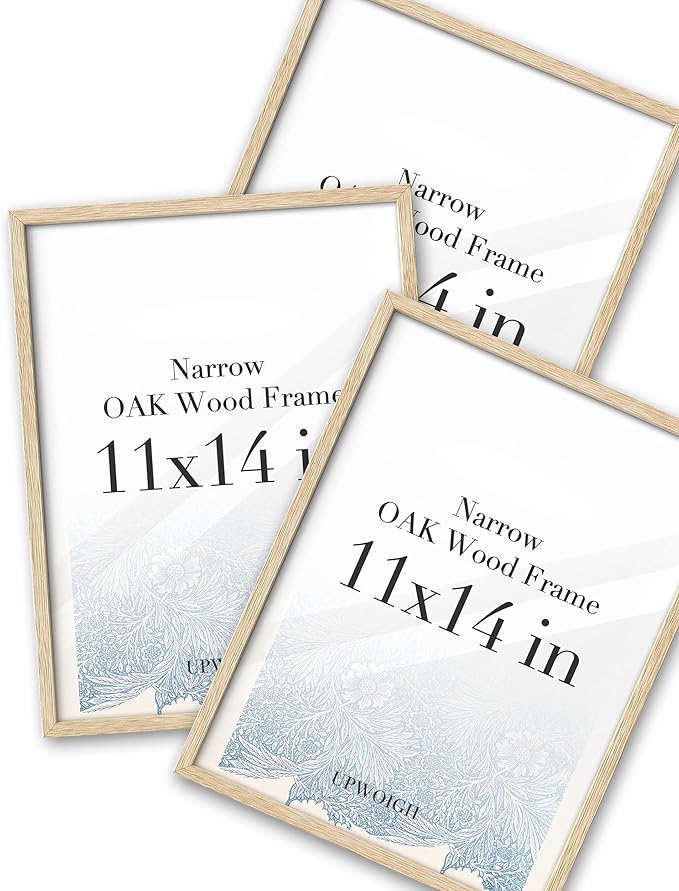 UPWOIGH 11x14 Oak Wood Picture Frame-Minimalist 11x14in Poster Frame, 11"x14" Frame Wood, Natural Solid Wooden Picture Frames for Wall Art Photo Prints,Set of 3