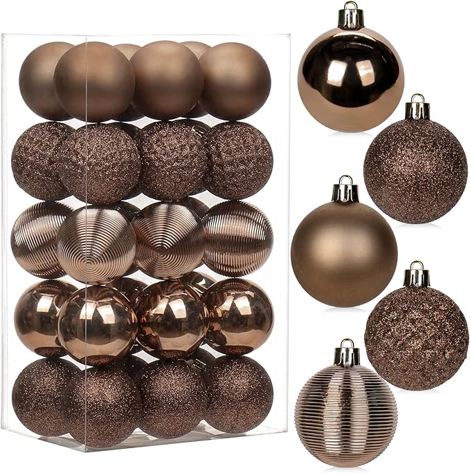 30PCS 2" Christmas Ball Ornaments Shatterproof Brown Christmas Tree Decorations Xmas Tree Balls Halloween Ornaments Décor