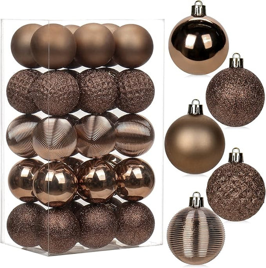 30PCS 2" Christmas Ball Ornaments Shatterproof Brown Christmas Tree Decorations Xmas Tree Balls Halloween Ornaments Décor