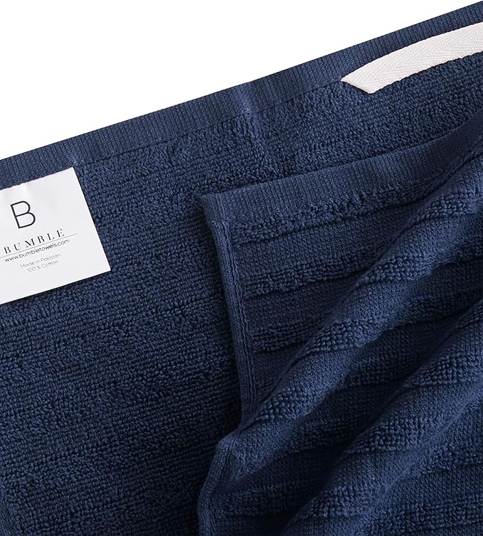 Premium Kitchen Dish Hand Towels (20”x 28”, 6 Pack) | Large,Cotton Flat & Terry Highly Absorbent Tea Towels Set with Hanging Loop | Navy Blue