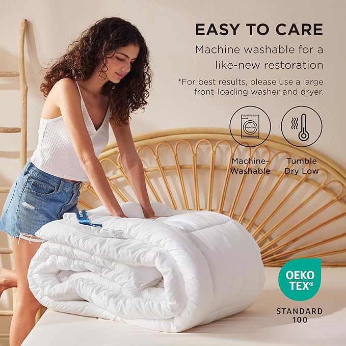 Bedsure Comforter Duvet Insert - Quilted Comforters Cal King Size, All Season Duvet, GentleSoft Down Alternative Bedding, with 8 Tabs, Gifts for Women/Men, White,Alaskan King 130x120 Inches