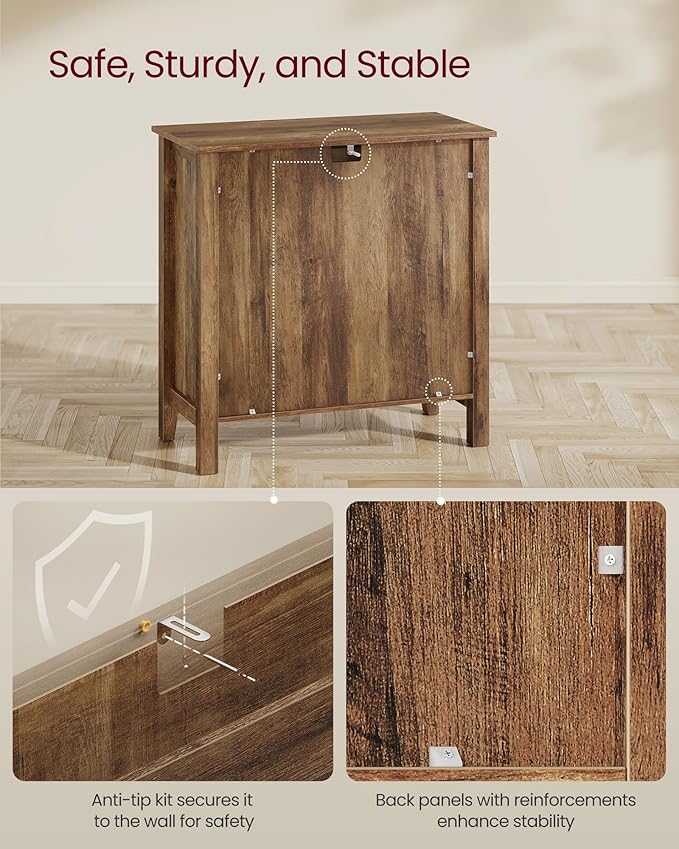 VASAGLE LIRY Collection - Buffet Cabinet, Coffee Bar Cabinet with a Drawer, Adjustable Shelf, Sideboard Storage with Cable Hole, Drawer Divider, Honey Brown UBBK341K01