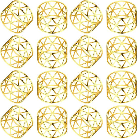 KPOSIYA Set of 20 Napkin Rings with Hollow Out Design Gold Napkin Ring Holder for Wedding Party Holiday Banquet Christmas Dinner Delicate Serviette Buckles Decor Favor (20, Style 2-Gold)