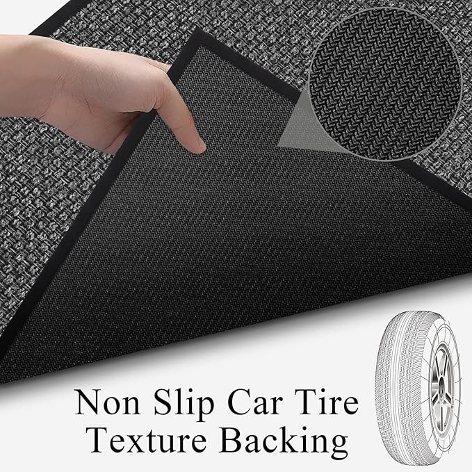 GOYLSER 15ft Hallway Runners Rug Non Slip, Long Entry Runner Kitchen Floor Runner Carpet, Black Hall Way Runner Rug Floor Mat Carpet