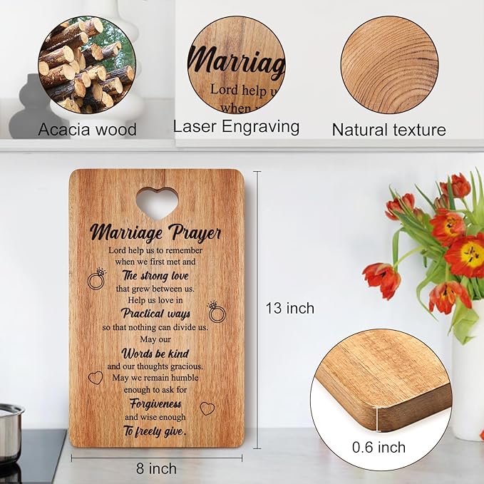 Wedding Gift for Couple Acacia Wooden Cutting Board Marriage Engagement Newlywed Gift for Wedding Shower Bridal Shower Gift for Groom Bride to Be Gift Wood Engraved Board Anniversary Mr and Mrs Gift