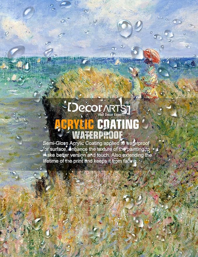 DECORARTS - The Cliff Walk At Pourville, Claude Monet Art Reproduction. Giclee Canvas Prints Wall Art for Home Decor 24x20
