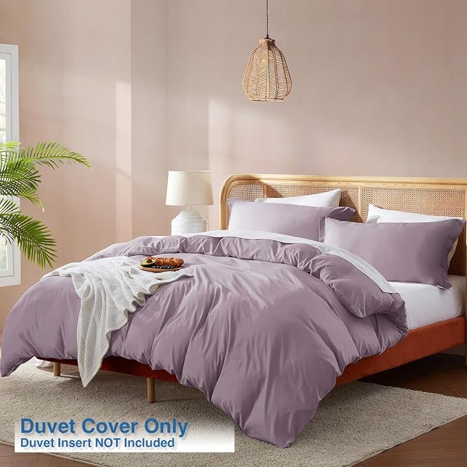Nestl Dusty Purple Duvet Cover King Size - Soft Double Brushed King Duvet Cover Set, 3 Piece, with Button Closure, 1 Duvet Cover 104x90 inches and 2 Pillow Shams