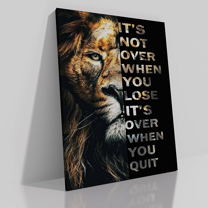 Lion motivational Posters Animal Canvas Print Wall Art Inspirational Quote Picture Painting Modern Home Decor Inspiring Artwork Decor for Living Room Bedroom Office Ready to Hang [18''W x 24''H]