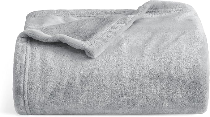 Bedsure GentleSoft Twin XL Fleece Blanket Dorm Bedding - Lightweight Soft Cozy Blankets for Bed, Sofa, Couch, Travel, Camping,Light Grey, 66"x90"