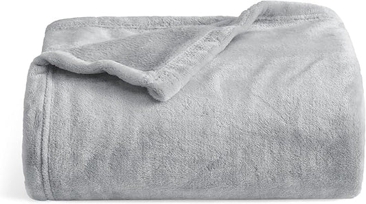 Bedsure GentleSoft Twin XL Fleece Blanket Dorm Bedding - Lightweight Soft Cozy Blankets for Bed, Sofa, Couch, Travel, Camping,Light Grey, 66"x90"