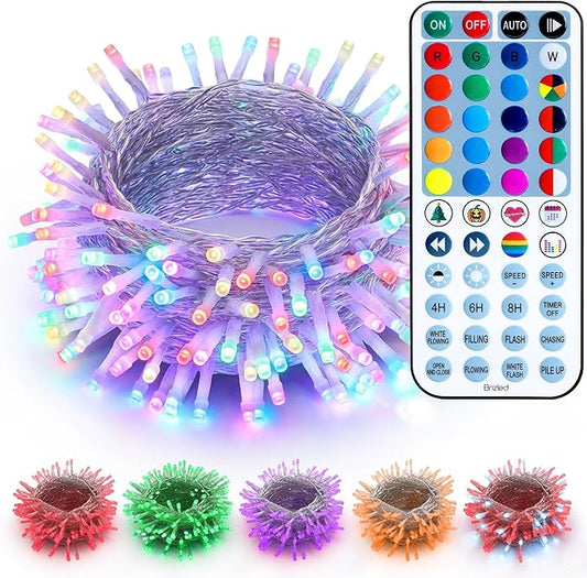 Brizled RGB Christmas Lights, 66ft 200 LED Color Changing Christmas Light with Remote, Dimmable Christmas Lights Outdoor Indoor Waterproof Halloween String Light, Xmas Tree Lights for Christmas Party