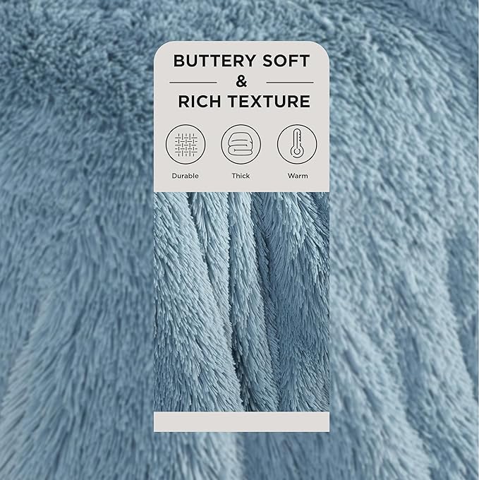 Bedsure GentleSoft Fuzzy Sherpa Faux Fur Blue Twin Blanket Cozy Gifts for Women Men, Soft Fleece Plush Warm Minky Thick Blanket Twin Size for Bed, Couch, Room Decor Dorm Essentials Blue Gifts, 60x80