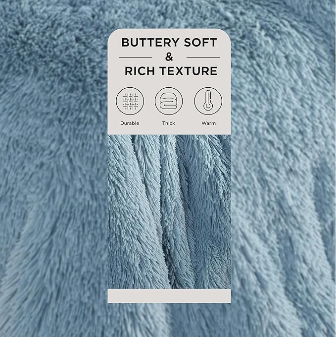 Bedsure GentleSoft Fluffy Light Blue King Size Blanket for Bed, Thick Soft Sherpa Faux Fur Fleece Bedding Fuzzy Plush Winter Warm Heavy Big Large King Blanket, Cozy Blue Gifts for Men Women, 108x90