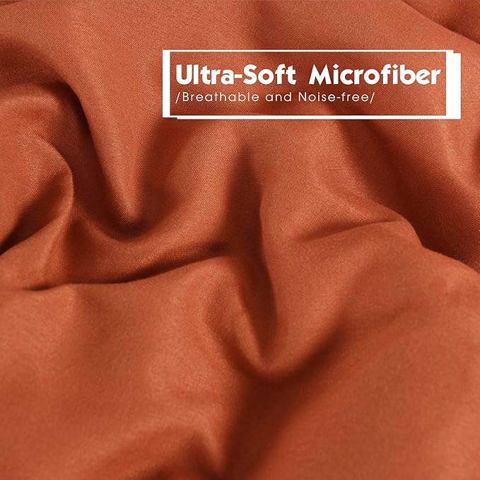 HIG 3pc Burnt Orange King Size Comforter Set - All Season Reversible Down Alternative Comforter with Sham - Quilted Duvet Insert with Corner Tabs - Box Stitched - Breathable, Soft, Fluffy