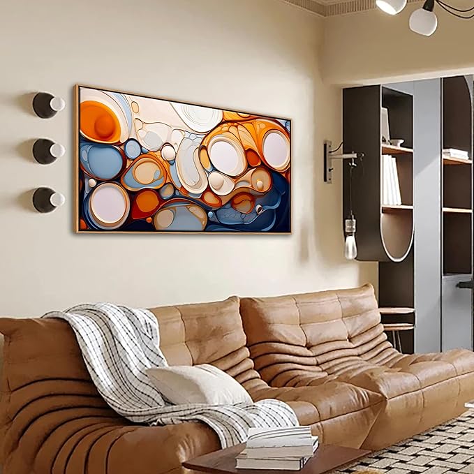 Abstract Wall Art - Modern Colorful Framed Canvas Wall Art for Living Room,Office - Large Decorative Artwork for Bedroom, Aesthetic Room Decor, Oil Painting