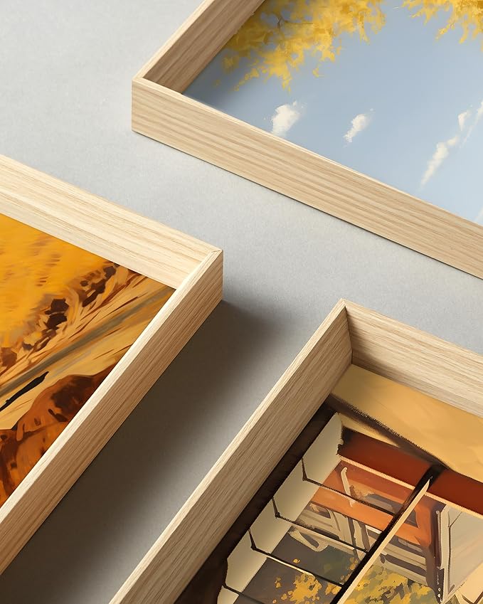 UPWOIGH Framed Wall Art, Edward Hopper Wood Canvas Wall Art,Autumn decor,12"x16" Cotton Pattern Vintage Poster Wall Decor Aesthetic for Living Room Bedroom,Set of 3,Accessories