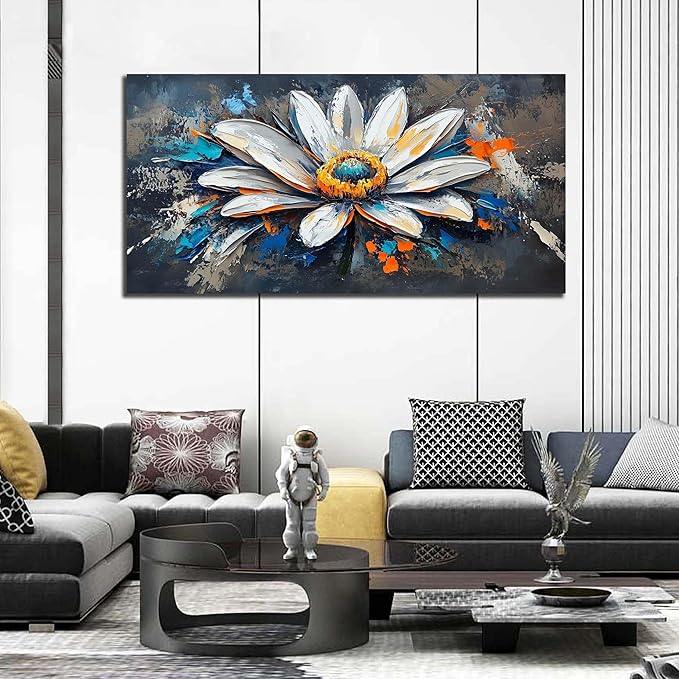 AOZEMI Colorful Wall Art Flower Canvas Wall Decor Print Artwork White Picture Art for Living Room Bedroom 24"x 48"