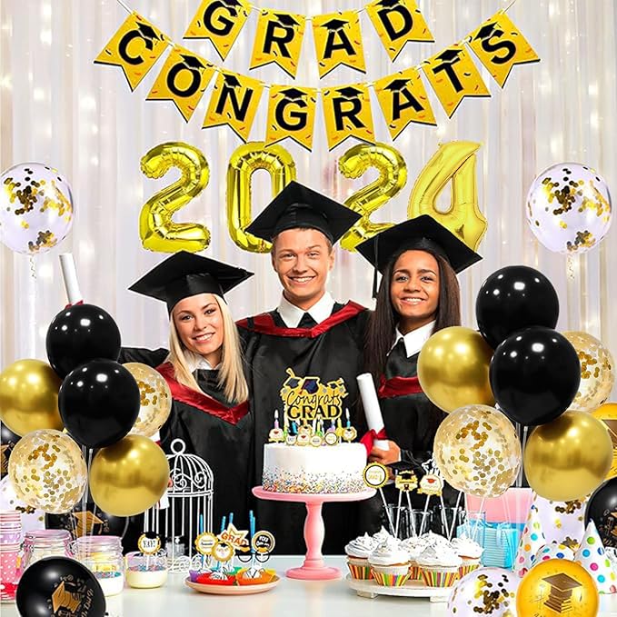 Black and Gold Balloon Stand Centerpiece Table Decorations Black and Gold Party Decorations for Birthday Wedding Retirement Anniversary Father's Day New Year Graduation 2025 (Black gold set5)