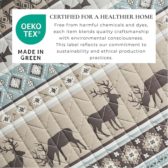 Great Bay Home 3-Piece Reversible Rustic Lodge Bedspread Quilt with 2 Shams. All-Season Quilt Set. (Full/Queen, Yosemite)