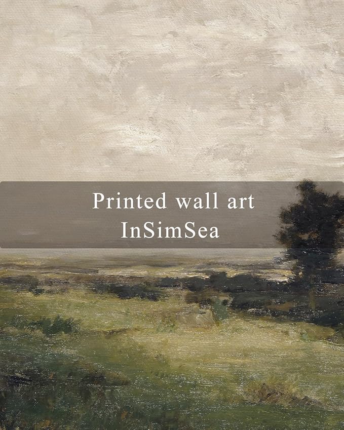 InSimSea Square Framed Canvas Wall Art, Landscape Room Decor Classical Scenery Vast Valley Grassland Oil Paintings Canvas Art Wall Decor, Home Decor for Living Room, Bedroom, Office 12"x12"