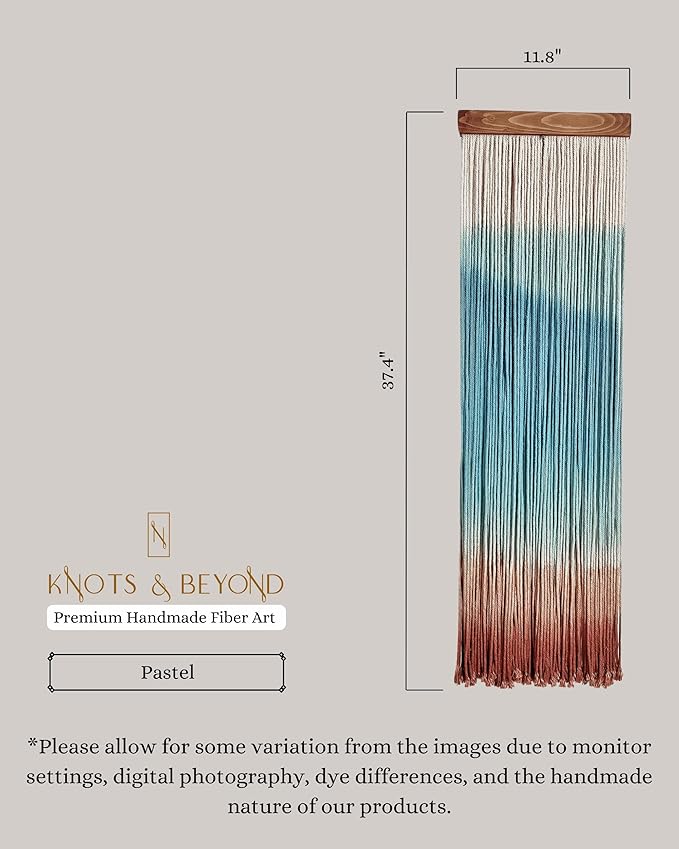 Knots & Beyond Colorful Macrame Wall Hanging, Dip Dye Fiber Art, Boho Wall Decor, Wall Decoration for Office, Entryway Wall Art, 11.8" x 37.4"