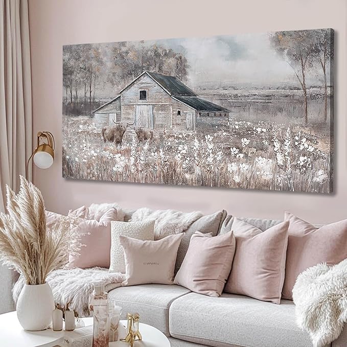 SDYA Landscape Canvas Wall Art Animal Photo Prints White and Brown Wall Hanging Decor 24"x48" Decorations for Bedroom Office Art