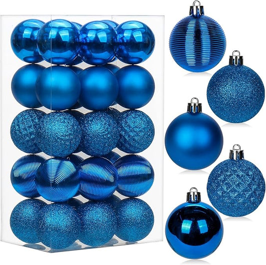 30PCS 2" Christmas Ball Ornaments Shatterproof Blue Christmas Tree Decorations Xmas Tree Balls Halloween Ornaments Décor