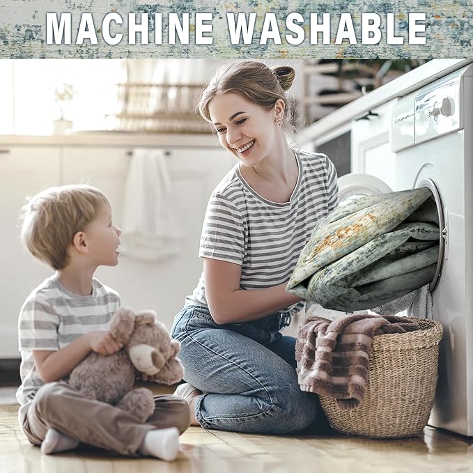 Area Rugs 9x12 Living Room: Large Machine Washable Area Rug with Non Slip Backing Non Shedding Abstract Stain Resistant Carpet for Bedroom Dining Room Nursery Home Office - Sage Green/Multi