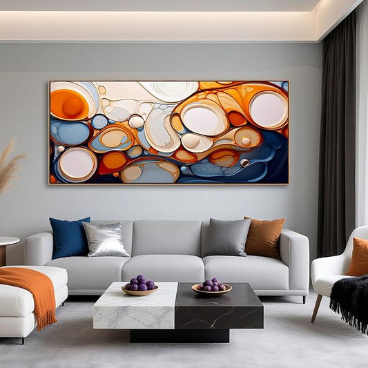 Large Abstract Wall Art Framed Canvas for Living Room - Colorful Modern Aesthetic Bedroom Decor Above Bed, Office Artwork Wood Frame Pictures Wall Decor