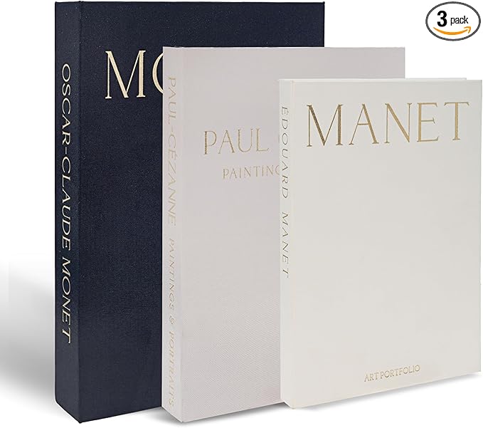 Decorative Books, Set of 3 - Fake Bookshelf Decor - Hardcover Linen - Designer Faux Decoration Aesthetic for Coffee Table, TV Stand, Entry Table, Console Shelf - Luxury Living Room Home Objects