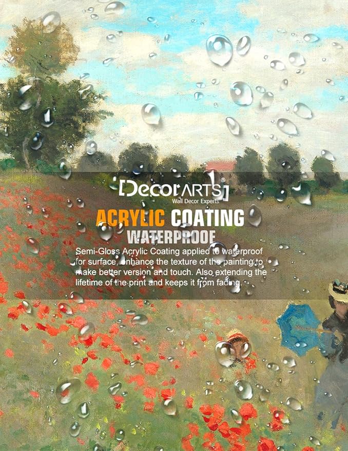 DECORARTS - Poppies at Argenteuil, 1873, Claude Monet Art Reproduction. Giclee Canvas Prints Wall Art for Home Decor 24x20