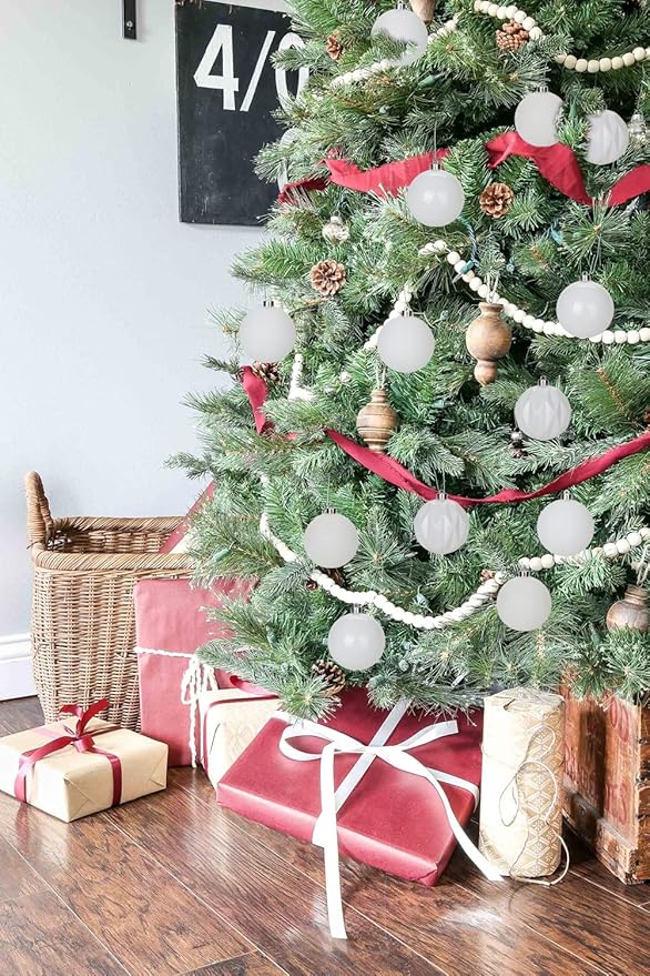 12PCS 3.15" Christmas Ball Ornaments Shatterproof White Christmas Tree Decorations Xmas Tree Balls Halloween Ornaments Décor