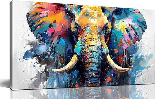 ZHAOSHOP Elephant Pictures Wall Decor for Living Room - Blue Wall Decor for Office - Boys Bedroom Wall Decor Size 20" x 40"