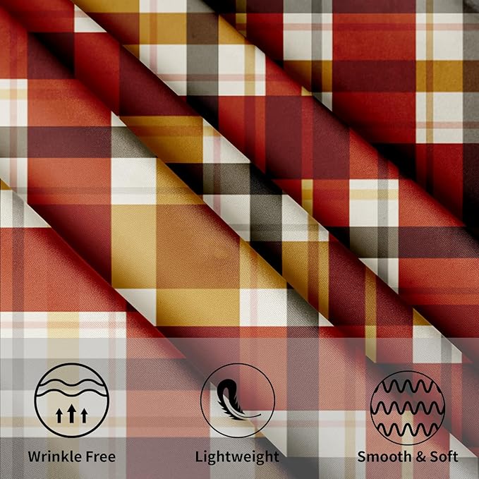 Fall Tablecloth Round 60 Inch Autumn Thanksgiving Table Cloths Round Fall Autumn Buffalo Plaids Table Cloth Rustic Farmhouse Tablecloth for Holiday Kitchen Dining Room Party Picnic Indoor Outdoor