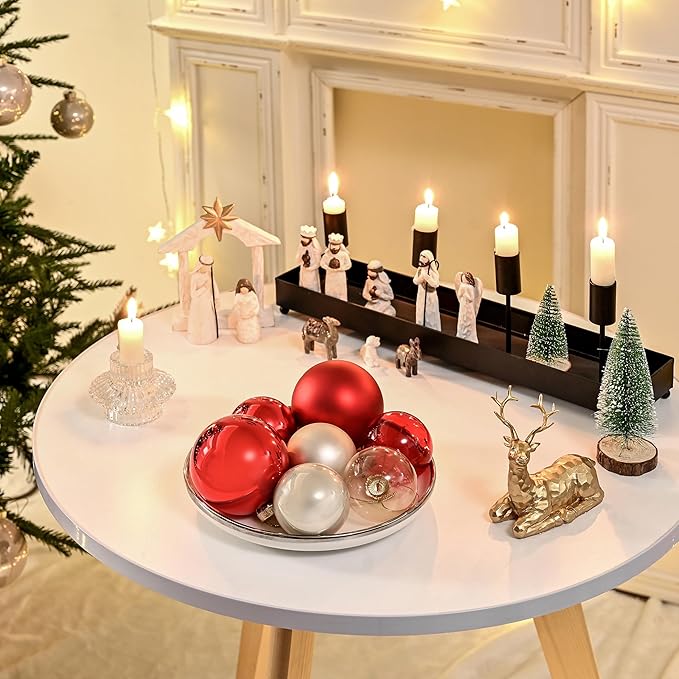 Champagne Glass Christmas Ball Ornaments for Tree, 2.36” Christmas Hanging Ornaments Set of 12 Xmas Baubles for Holiday Party Xmas Tree Decorations Gifts