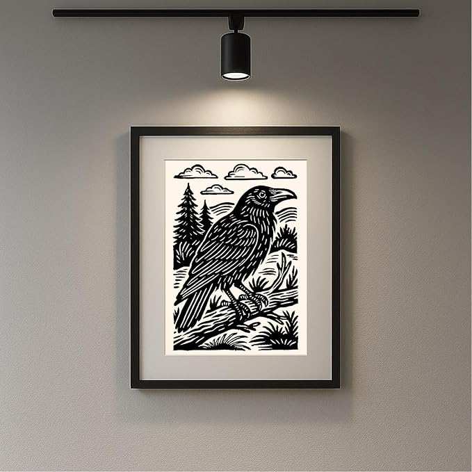 Caelumis Vintage Wall Art Decor Prints Black And White Pictures Posters For Farmhouse Living Bedroom Bathroom Room kitchen Handmade Unframed (Raven 12x16in)