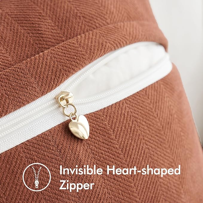 MIULEE Fall Pack of 2 Burnt Orange Decorative Pillow Covers 16x16 Inch Soft Chenille Luxurious Couch Throw Pillows Farmhouse Cushion Covers with Elegant Design for Sofa Bedroom Living Room Home Decor