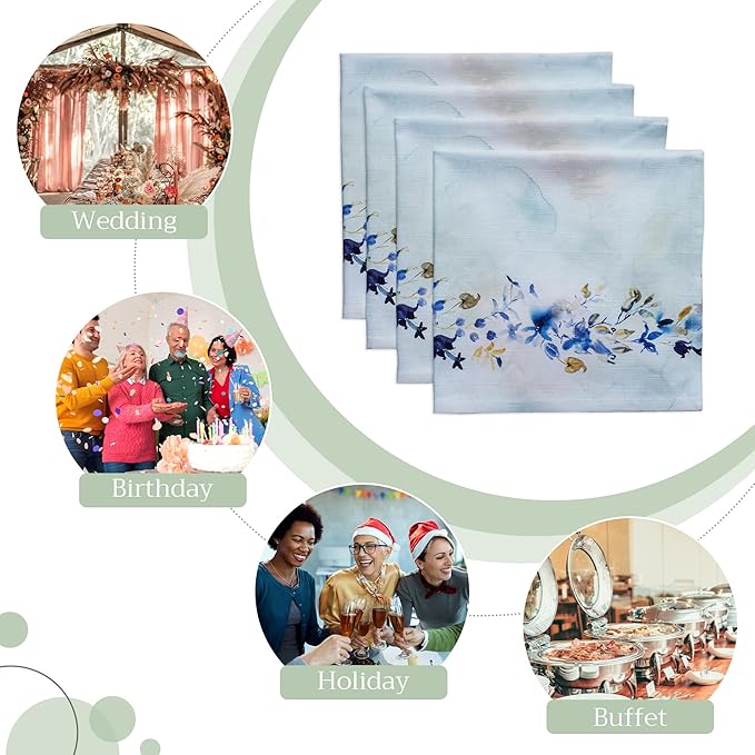 Maison d' Hermine Cloth Napkins Set of 4 100% Cotton Everyday Reusable Square Napkins Cloth Washable, Dinner, Party, Wedding, Restaurant, Spring/Summer (Lazy Summer Days, 20" x 20")