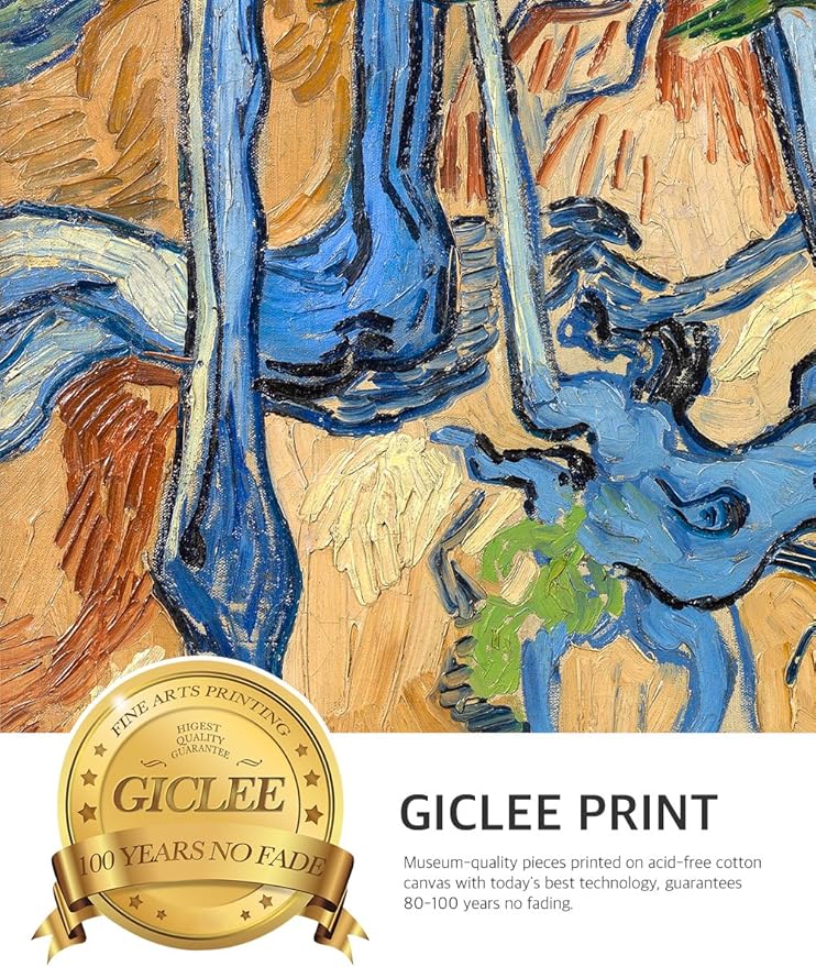 DECORARTS - Tree Roots (3 Piece Set), Vincent Van Gogh Art Reproduction. Giclee Canvas Prints Wall Art for Home Decor. 16x20, 3pcs/set