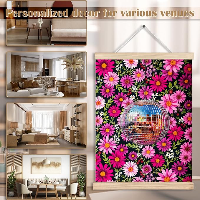 Hot Pink Flower Wall Art, 12x16 Inch, Rectangular, Framed (Wooden), Vertical, Wall Mount, Indoor, 1 Count