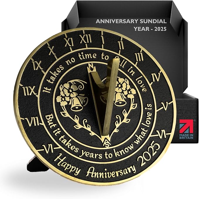 Anniversary Sundial Gift for Any Wedding Anniversary in 2025 - What Love is - Recycled Metal Home Decor Or Garden Present Idea - Handmade in UK for Him, Her Parents Or Couples Celebration