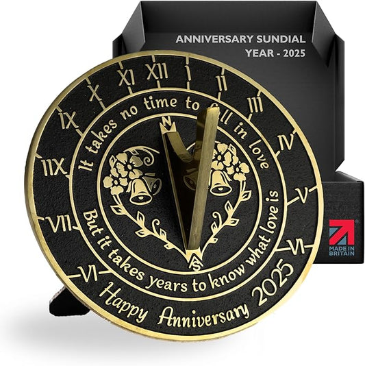 Anniversary Sundial Gift for Any Wedding Anniversary in 2025 - What Love is - Recycled Metal Home Decor Or Garden Present Idea - Handmade in UK for Him, Her Parents Or Couples Celebration