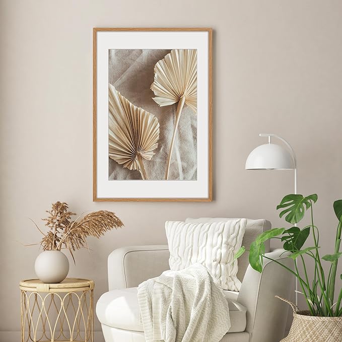 20x30 Picture Frame, Rustic Wood 20 x 30 Poster Frames for Wall, Oak Wood Picture Frames 20 by 30 with Real Glass, 20x30 Frame Matted for 16x24, Large Wooden Photo Frame 20x30 Inch, Oak Color, 1 Pack