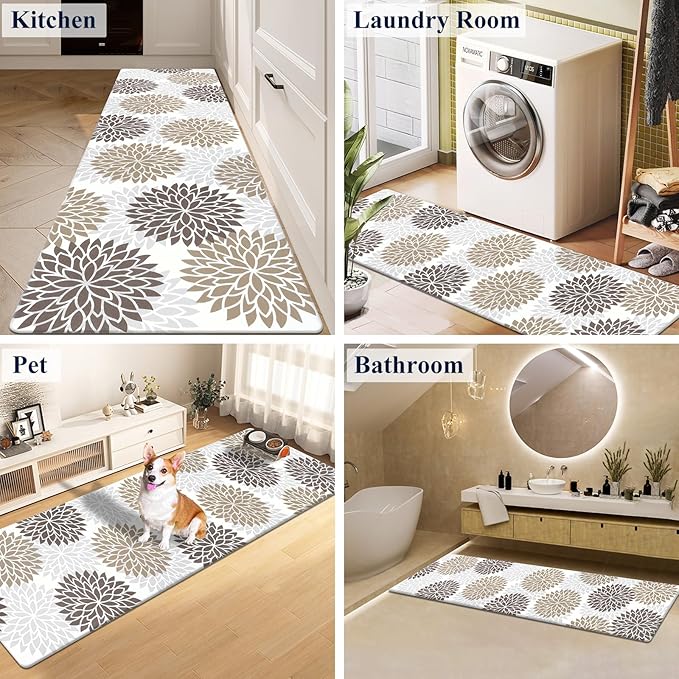 HEBE Cushioned Kitchen Mat Anti Fatigue Floor Mat Runner 20"x71" Non Slip Kitchen Mats for Floor Waterproof Kitchen Rugs and Mats Ergonomic Comfort Mat for Office,Sink,Laundry,Desk